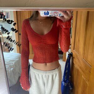 Urban Outfitters Women's Red Crop-top